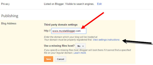 set blogger blog to custom domain
