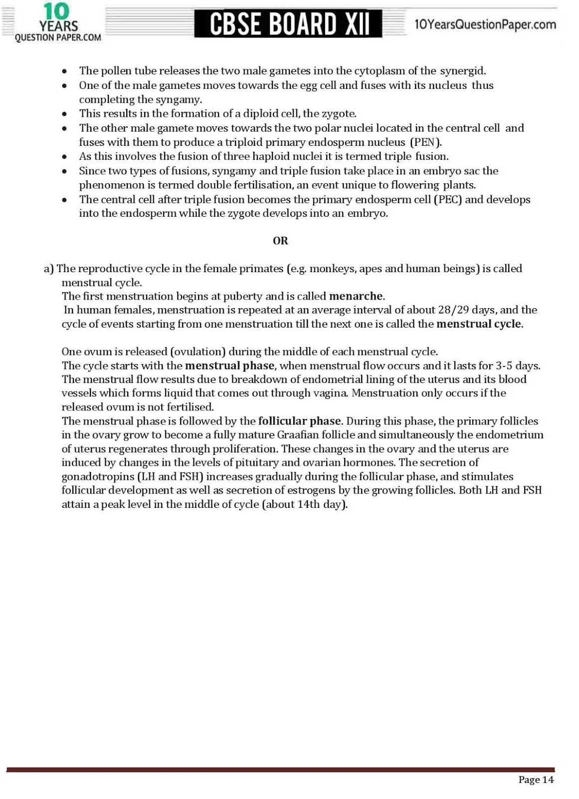 CBSE class 12 biology solved question paper Biology solved paper for CBSE class 12