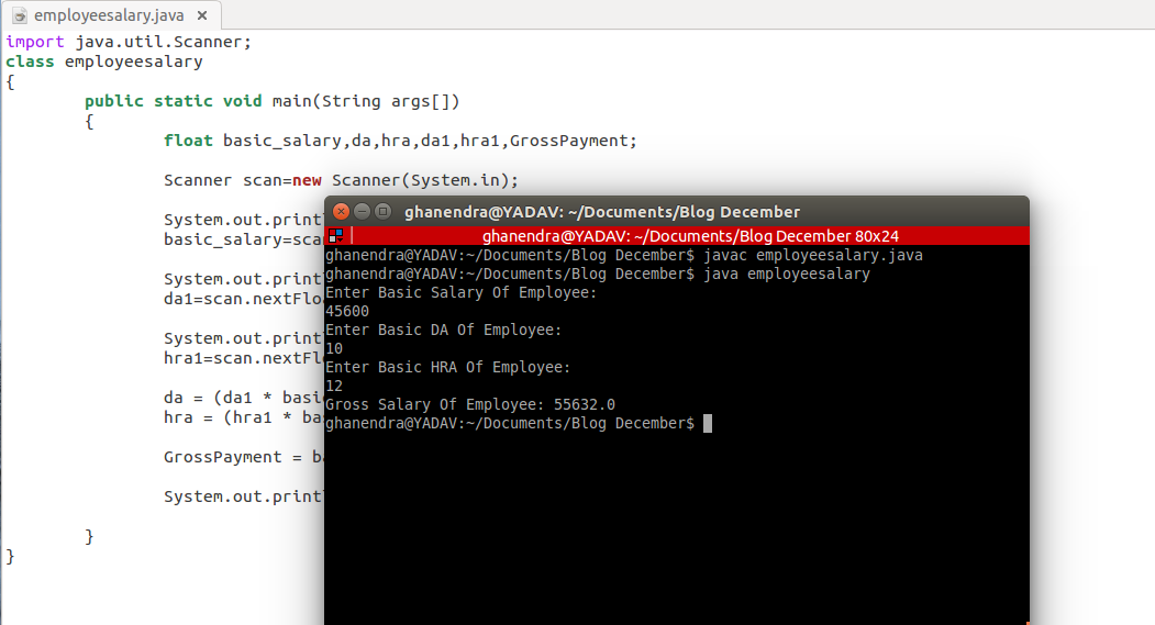 java program for find the gross salary of an employee employment pay calculator