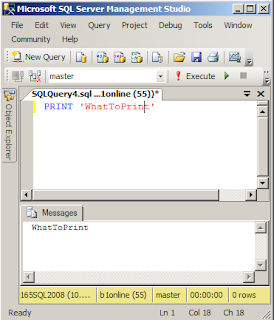 Microsoft SQL Server: SQL Server PRINT Keyword