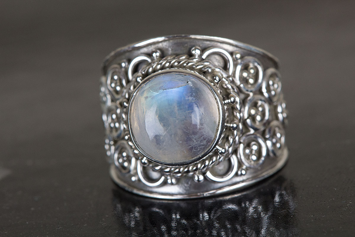 Sterling Silver Gemstone Jewelry: Handmade Natural Rainbow Moonstone ...