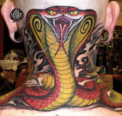 3D Snakes Tattoo on Neck