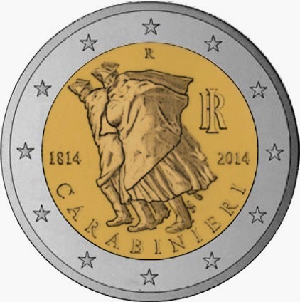 2 Euro Commemorative Coins Italy 2014, Anniversary Arma dei Carabinieri