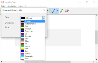 Farben Snipping Tool Farbauswahl für Stift