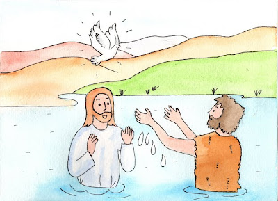 Resultado de imagem para o batismo de jesus imagens desenho colorido