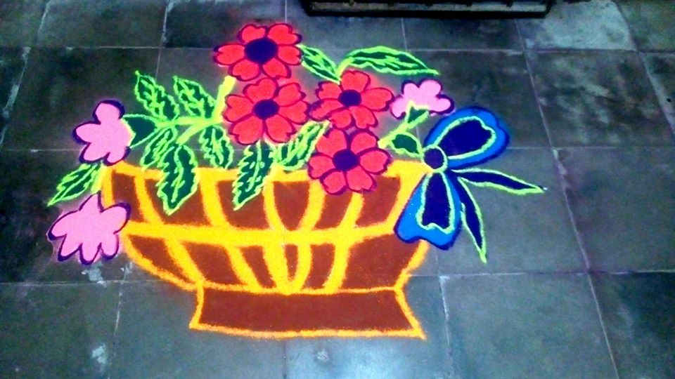 TELUGU WEB WORLD FLOWER BASKETS DOTTED KOLAM PATTERNS 2018