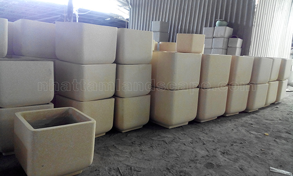 Chậu xi măng đá mài vuông