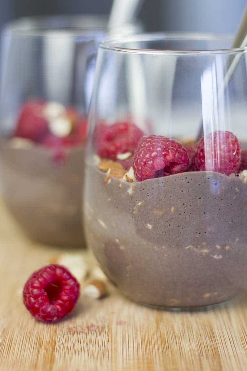 High Protein Chocolate Overnight Oats with Almond Milk chelseasmessyapron