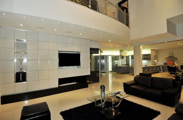 Modern living room with white wall 