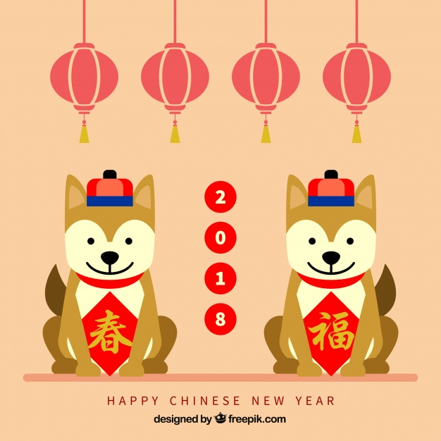 Flat chinese new year background Free Vector