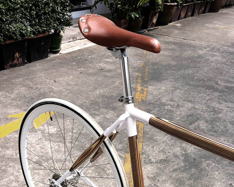 brooks saddle wooden bike