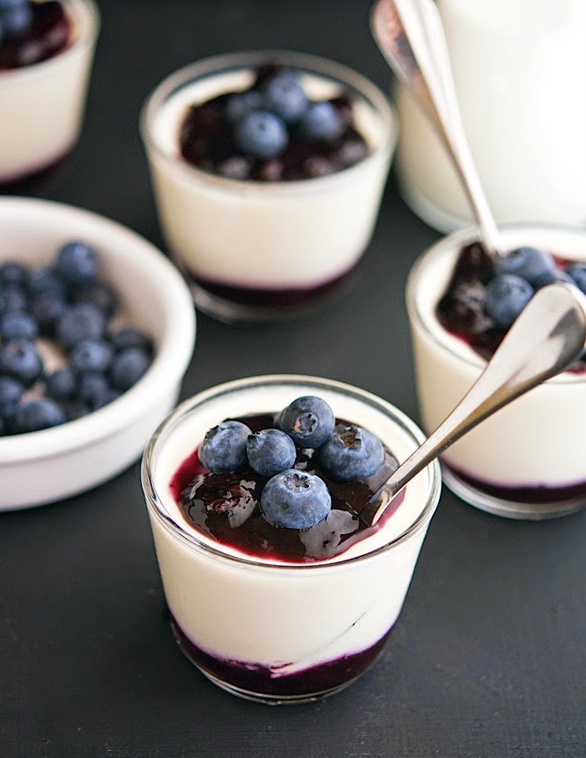 Greek Yogurt Panna Cotta with Blueberry Sauce