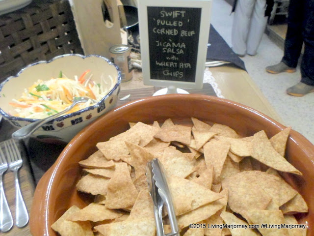 Swift Pulled Corned Beef Jicama Salsa with Wheat Ata Chips