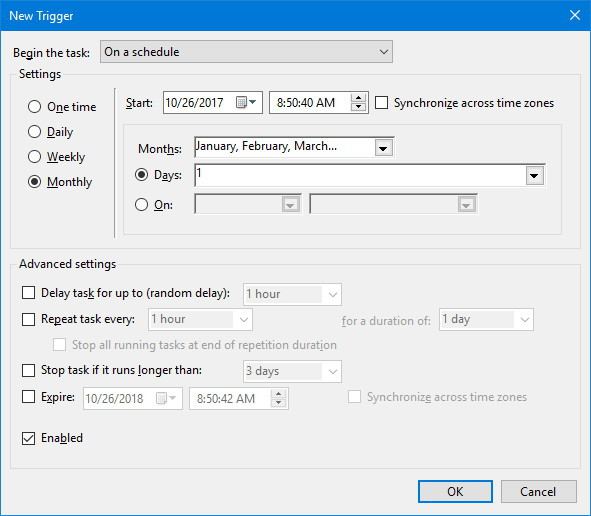 Windows 10'da X gününden daha eski dosyalar otomatik olarak nasıl silinir? 3 trigger schedule task