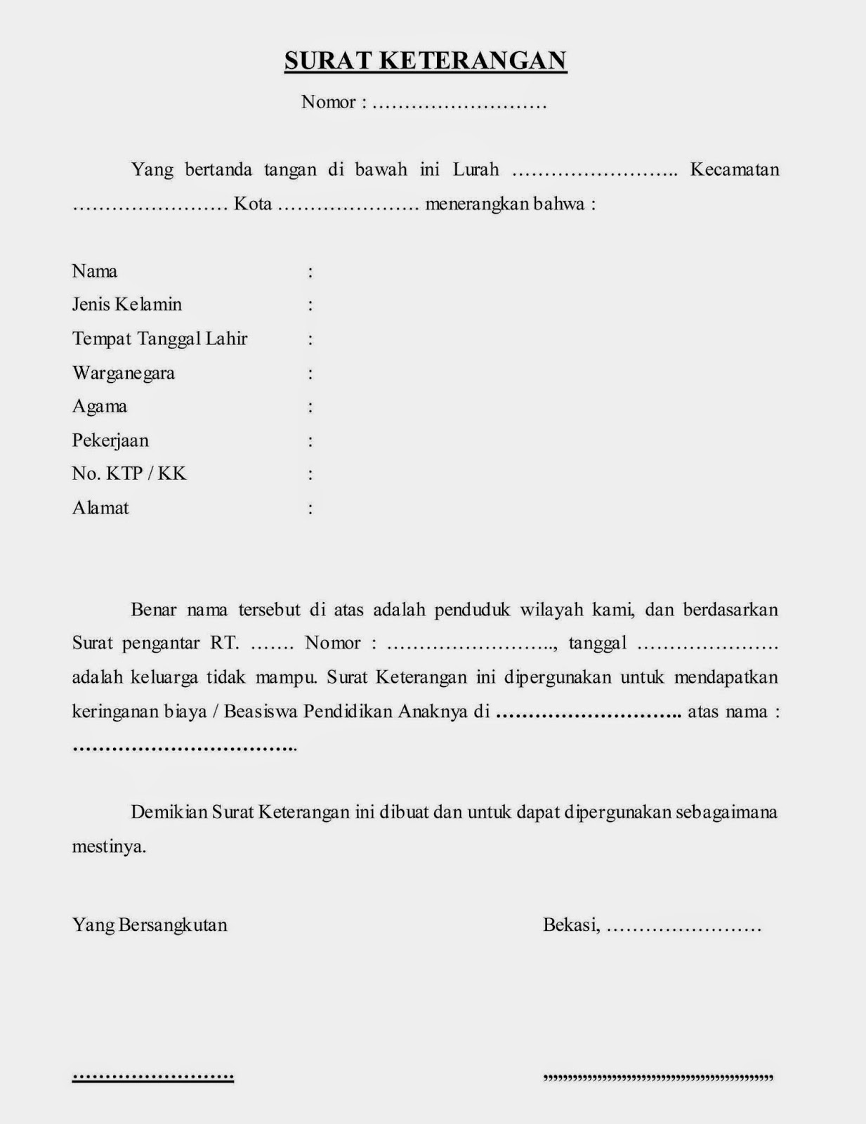 Contoh Surat Ahli Waris Tanah