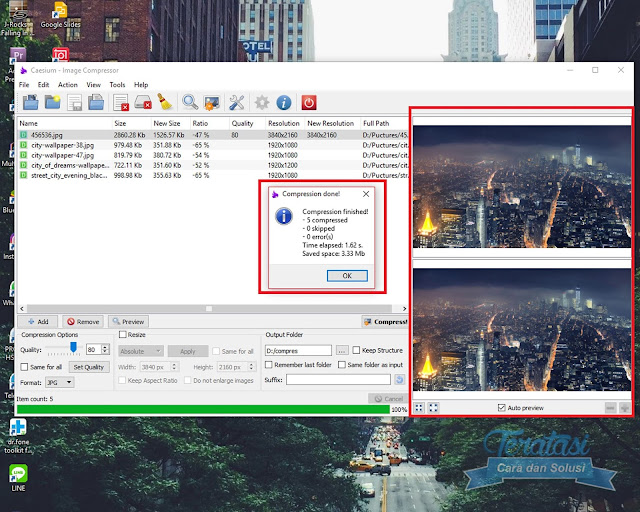 Proses Kompres Gambar Selesai - Menu Priview Untuk Membandingkan Gambar Proses Kompres Gambar Selesai - Menu Priview Untuk Membandingkan Gambar - Cara Mudah Kompres Ukuran (Size) Gambar Tanpa Mengurangi Kualitas - Teratasi.Com