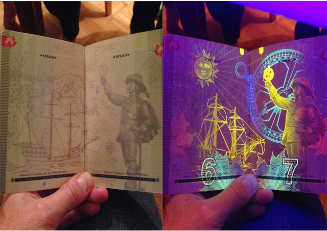 Hidden UV Light Art inside Canada's New Passport  