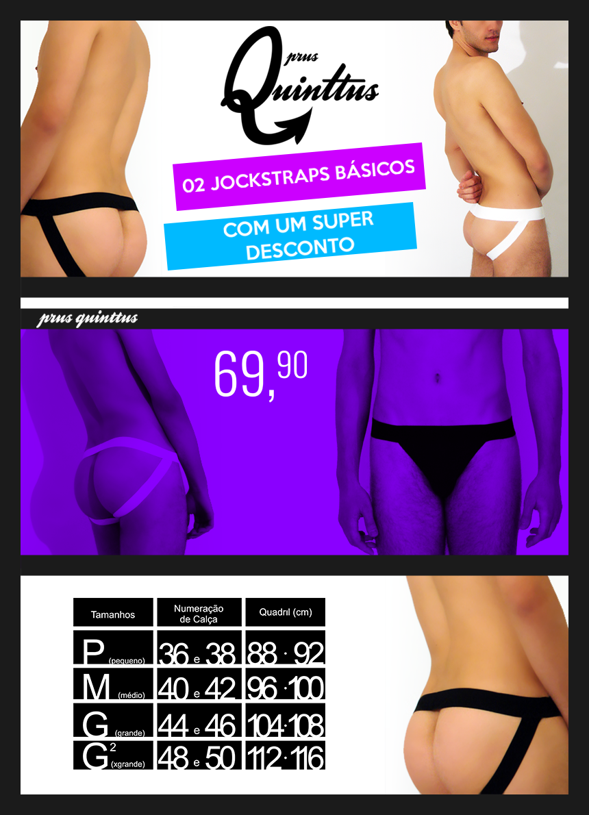 Kit 02 Cuecas Jockstrap (Suporte Atlético) Básicos Prus Quinttus