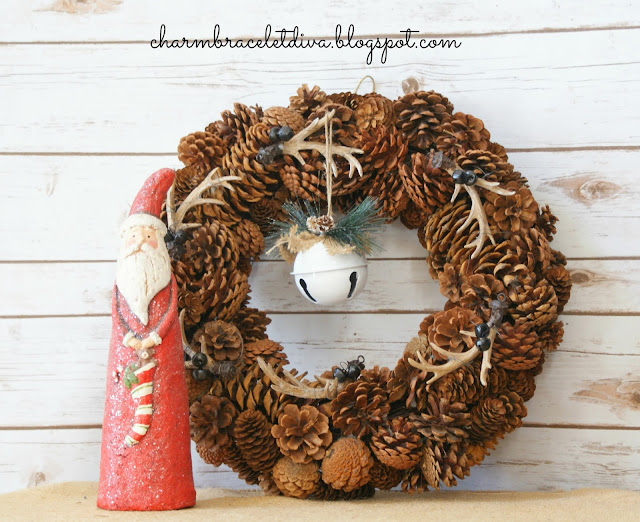 DIY pine cone antler wreath rustic