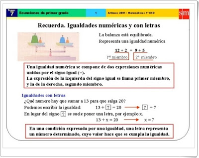 http://www.slideshare.net/rinconesfisquiymat/ecuaciones-primer-grado-1-eso?ref=http://rincones.educarex.es/matematicas/index.php/algebra-1-eso/presentaciones-algebra-1-eso