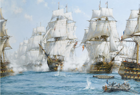 Stunning Oil painting seascape big sail boats on ocean The Battle of Trafalgar 