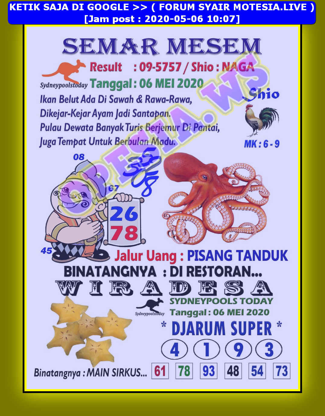 1 New Message Kode Syair Sydney 6 Mei 2020 Forum Syair Togel Hongkong Singapura Sydney