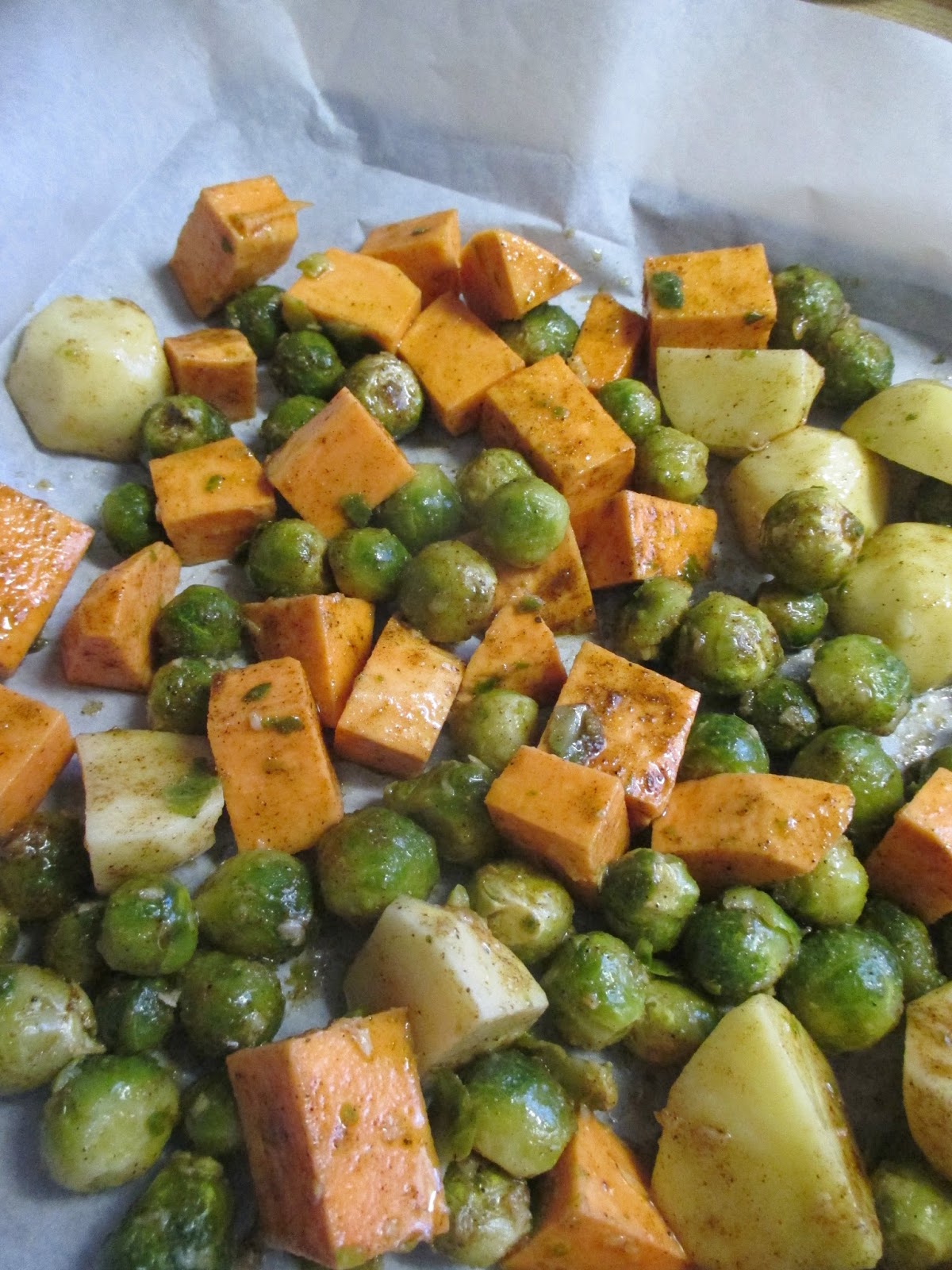 Just my Stuff Roasted Brussels Sprouts with Potatoes