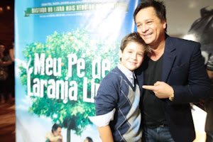 Leonardo e seu filho João Guilherme na pré-estreia do filme 'Meu Pé de Laranja Lima' 03 04 2013
