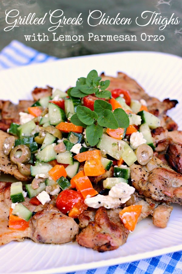 Grilled Greek Chicken Thighs w/Lemon Parmesan Orzo Renee's Kitchen