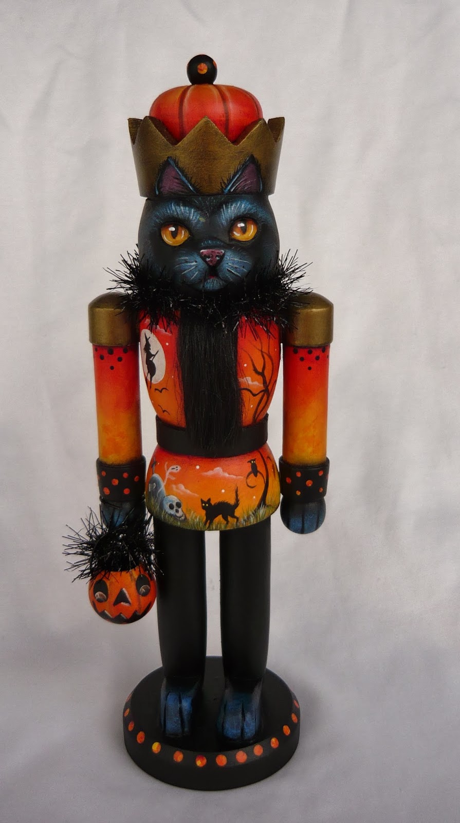 MAGIC BRUSH STUDIO OOAK HALLOWEN BLACK CAT NUTCRACKER on eBay right now