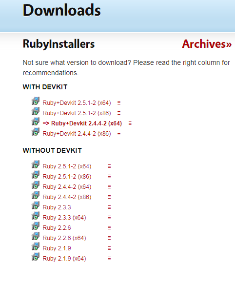 ruby download version for beginners