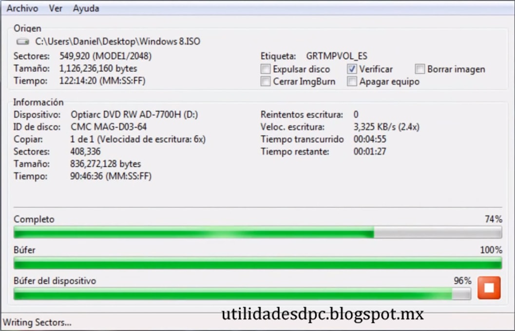 Quemar una imagen .ISO de Windows en un DVD Solo Utilidades PC