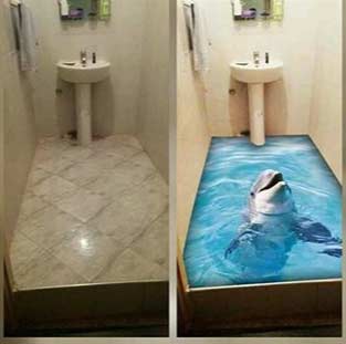 3d epoxy flooring, 3d floor art, 3d bathroom floor