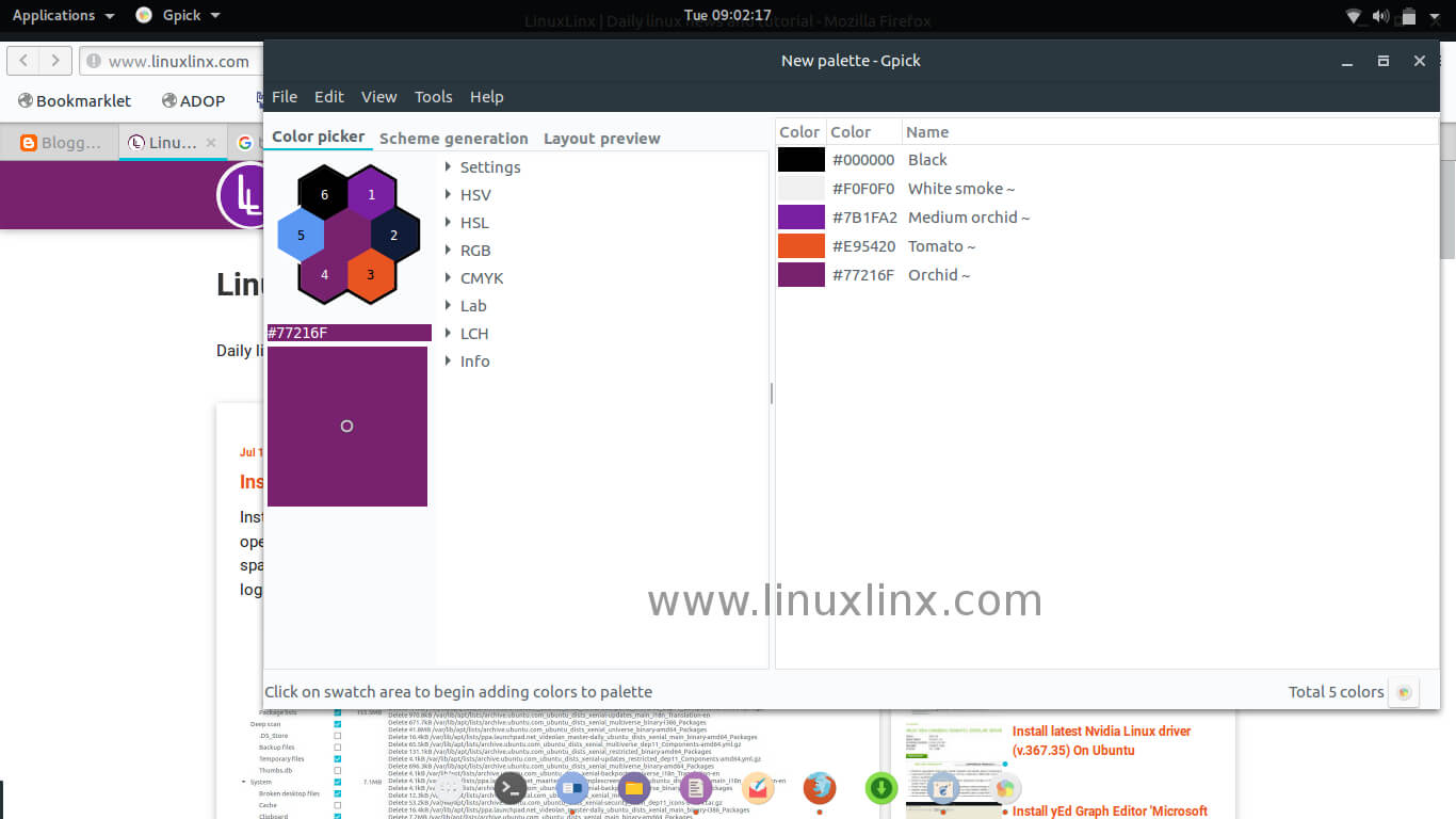 Gpick color picker and palette editor for Linux user LinuxLinx