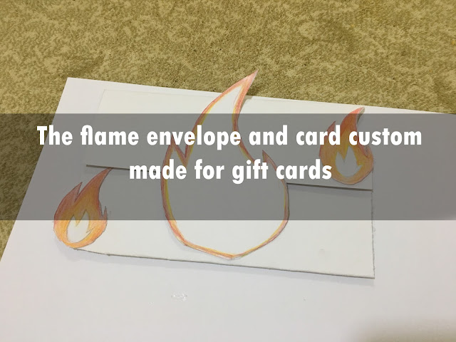 The flame envelope and card custom made for gift cards