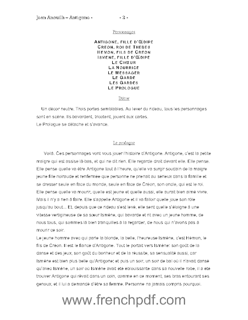Antigone de Jean Anouilh pdf + un petit résumé Antigone de Jean Anouilh pdf + un petit résumé