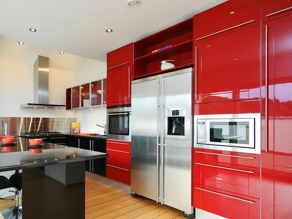 Desain Dapur Modern Nuansa Merah 01