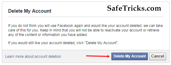 facebook delete account request