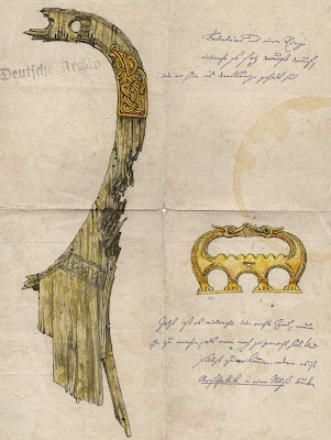 Lyre of Lejre Original Drawing The Lyre of Lejre drawing showing dentition damage.