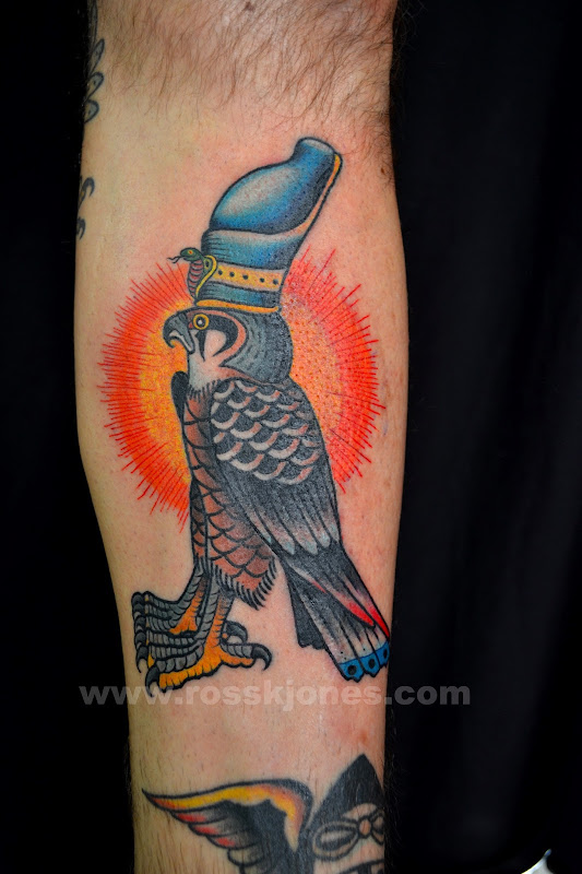 Ross K Jones tattoo artist 2013 - Horus Egyptian Falcon Tattoo title=