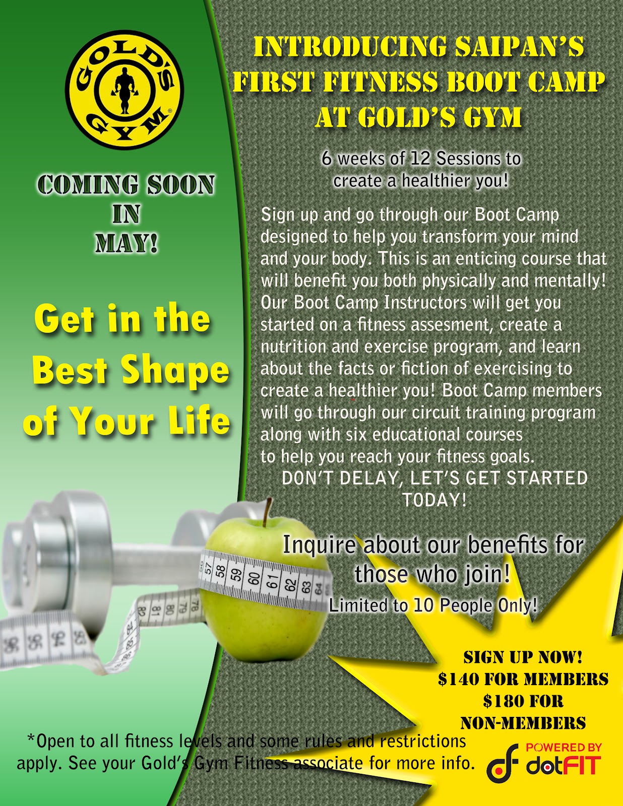 Gold's Gym Saipan Gold's Gym Saipan is launching it's first fitness