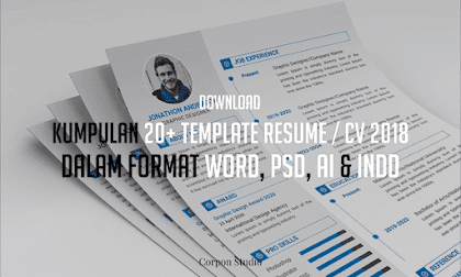 Kumpulan 20+ Template Resume / CV 2018 Dalam Format Word, PSD, Ai & INDD