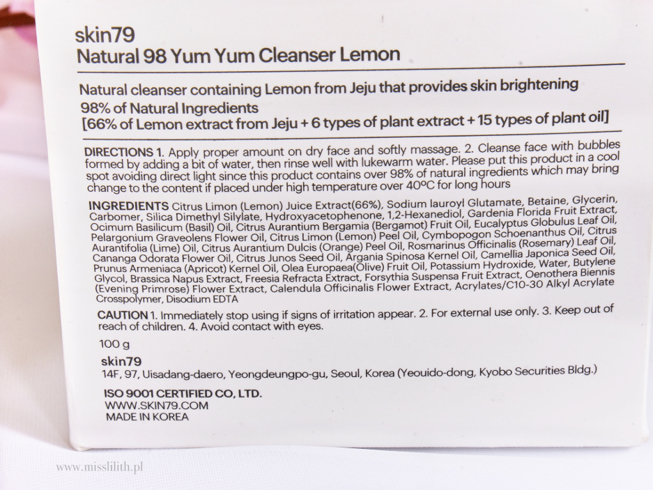 Skin 79 Yum Yum Cleanser Lemon blog skład