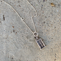 emelinepurcell.etsy.com | Don't Blink Doctor Who TARDIS Fine Silver Pendant with Sterling Silver Chain