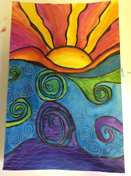 cool warm colors abstract grade projects colours sunsets 4th paintings colour pencil colored landscape sun elementary arts painting sunset paint