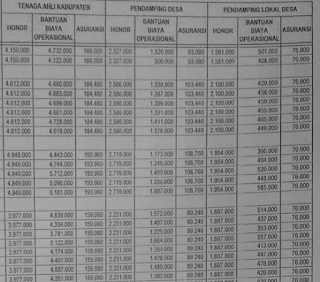 honor tunjangan gaji pendamping desa honor dan gaji bulanan pendamping desa. tunjangan operasional pendamping desa.