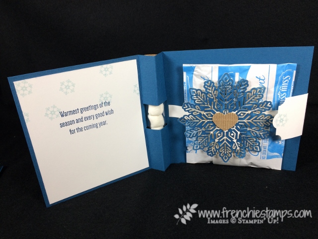 Merry Cafe, Every Good Wish, everyday Label Punch, Hot Chocolate Card, Card Closure, Stampin'Up!, Coffee Cups Framelits, Frenchiestamps, Foil Snowflake, Treat Tube,