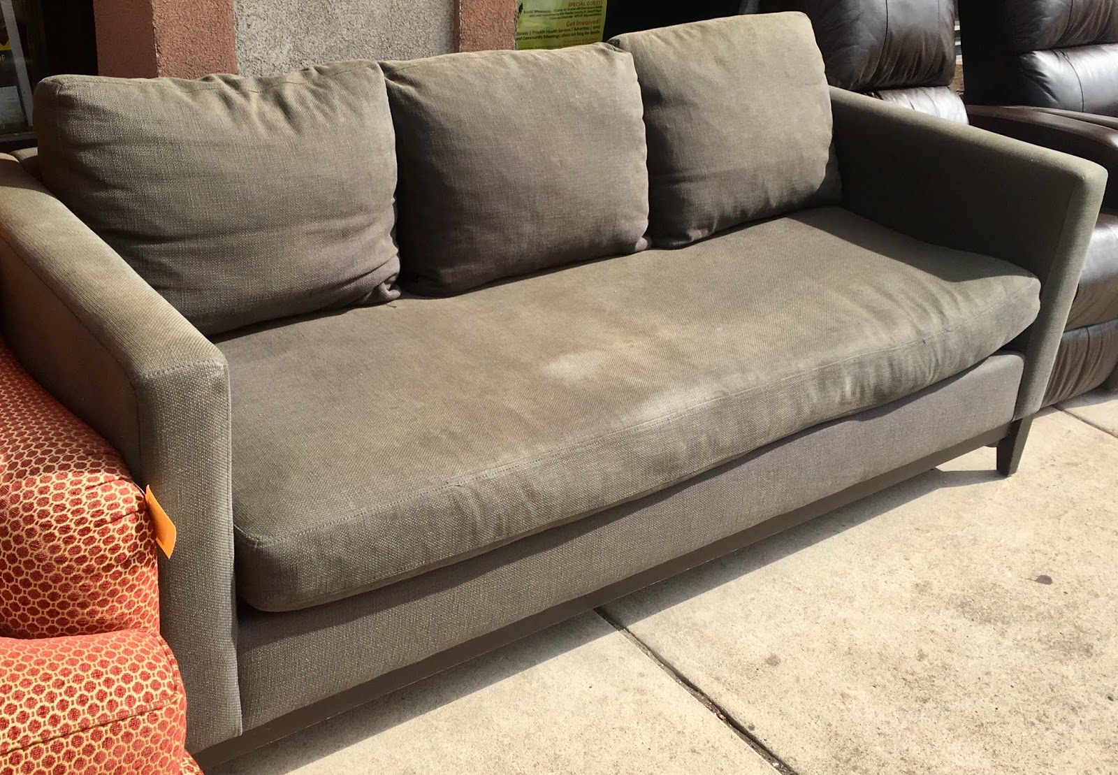 Uhuru Furniture & Collectibles Muted Green Sofa 75 SOLD