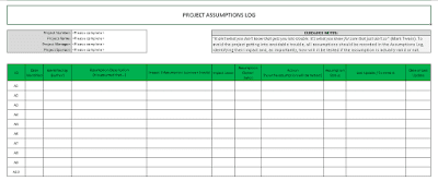 Project Assumptions Log project assumptions log
