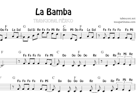 diegosax: La Bamba de Los Lobos Partitura Fácil con Notas en Do Mayor con  Acordes Banda Sonora